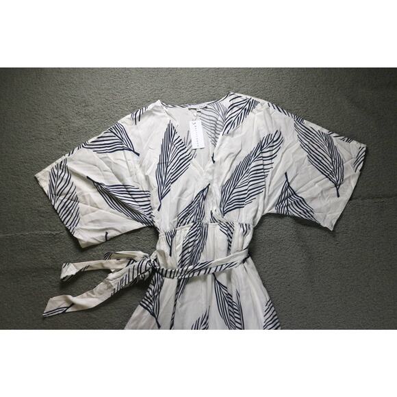 New Baltic Born Dress Womens XL Navy Leaf Print Corinth Maxi Slit - Picture 7 of 10